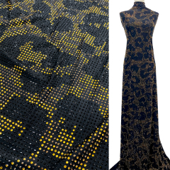 SS10 Leopard Pattern Black Crystal Fabric Supplier