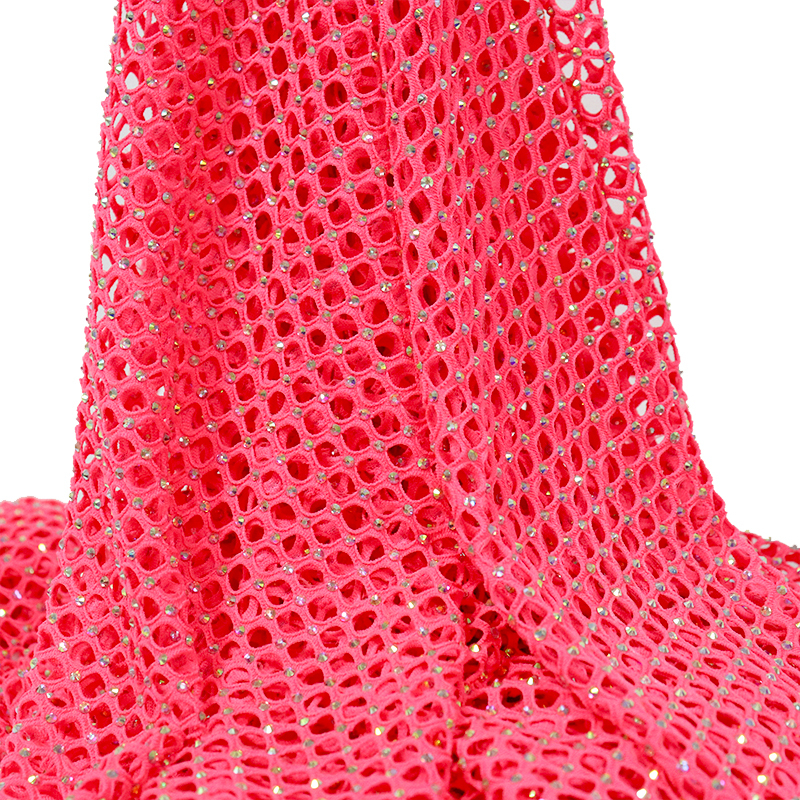 SS16 Multicolor Crystal Mesh Fabric Custom