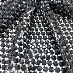 4*4mm Square Glass Black Rhinestone Mesh Fabric Wholesale