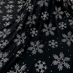SS10 Snowflake Pattern Black Crystal Matte Nylon Spandex Fabric Wholesale