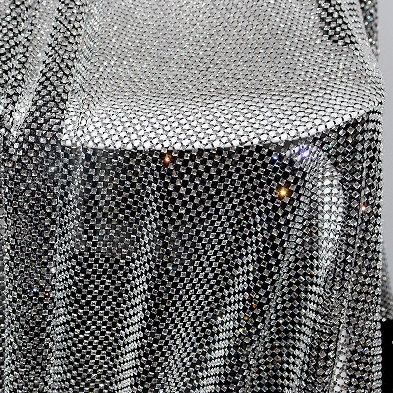4*4mm Square Glass Black Rhinestone Mesh Fabric Wholesale