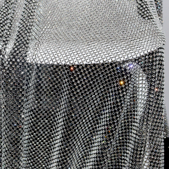 4*4mm Square Glass Black Rhinestone Mesh Fabric Wholesale
