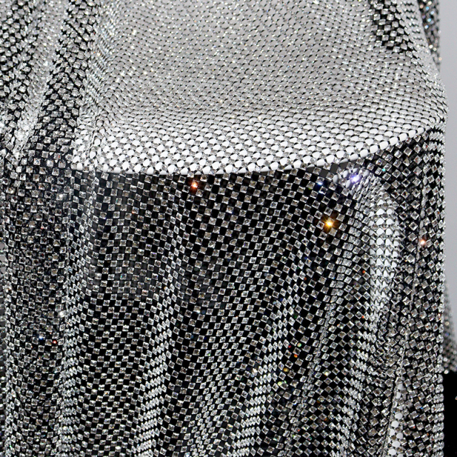4*4mm Square Glass Black Rhinestone Mesh Fabric Wholesale