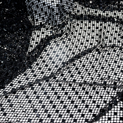 Black Square Glass & Rhinestone Mesh Fabric Exporter