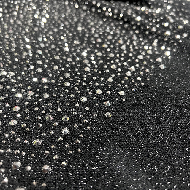 Randomly Mix 3 Different Sizes Black Rhinestone Lurex Fabric Factory