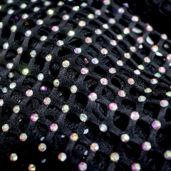 SS12 Black Rhinestone Mesh Fabric Manufacturer