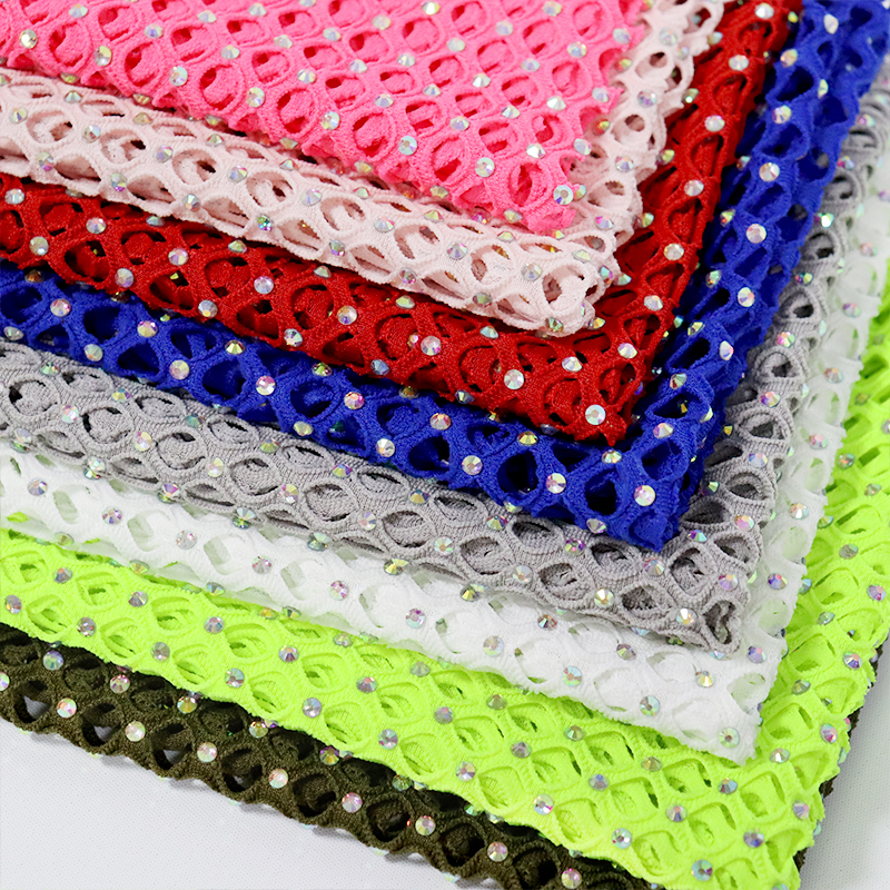 SS16 Multicolor Crystal Mesh Fabric Custom