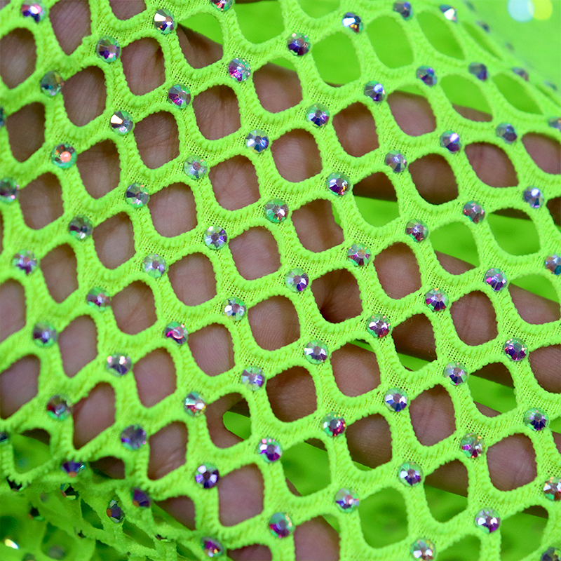 SS16 Multicolor Crystal Mesh Fabric Custom