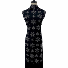 SS10 Snowflake Pattern Black Crystal Matte Nylon Spandex Fabric Wholesale