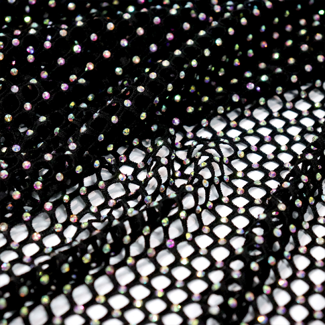 SS16 Multicolor Crystal Mesh Fabric Custom