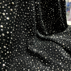 Randomly Mix 3 Different Sizes Black Rhinestone Lurex Fabric Factory