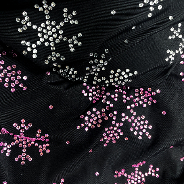 SS10 Snowflake Pattern Black Crystal Matte Nylon Spandex Fabric Wholesale