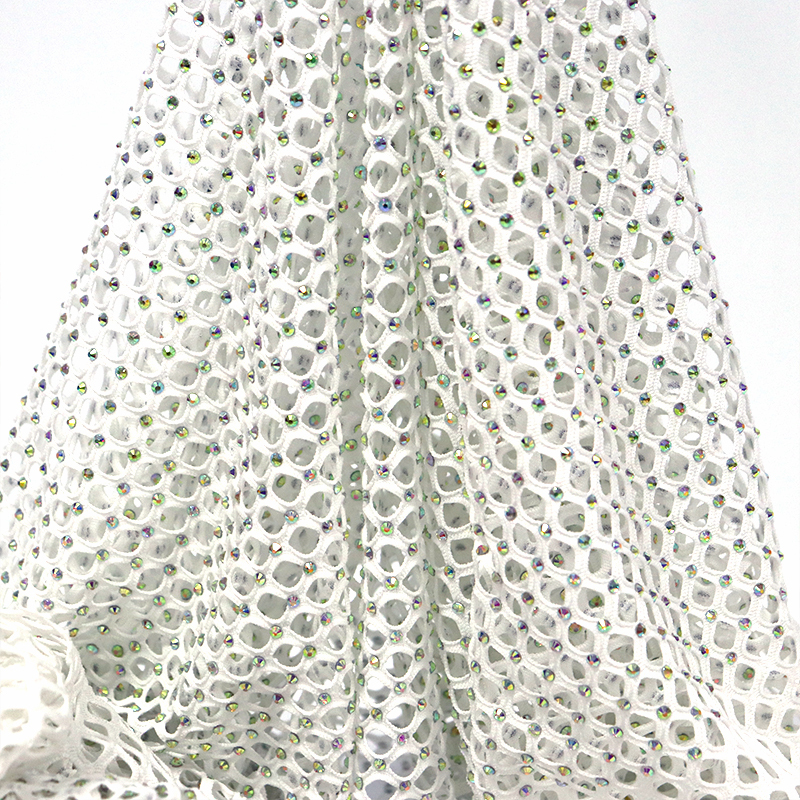 SS16 Multicolor Crystal Mesh Fabric Custom