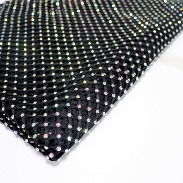 SS12 Black Rhinestone Mesh Fabric Manufacturer