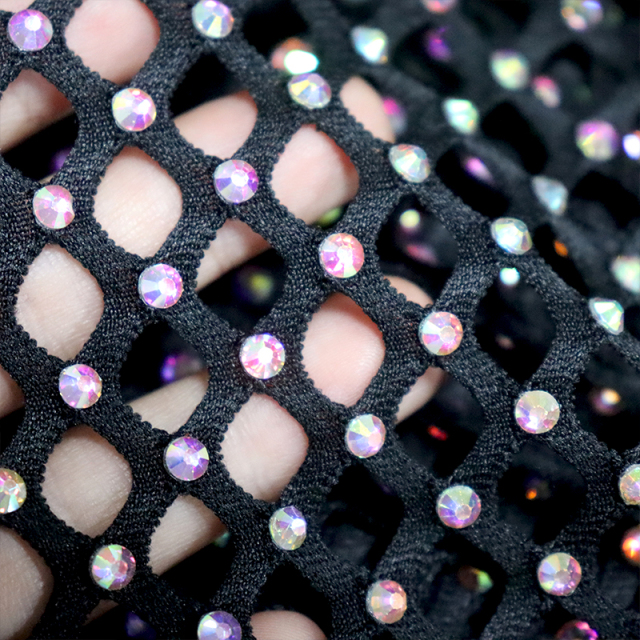 SS12 Black Rhinestone Mesh Fabric Manufacturer