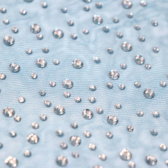 SS10+SS20 Sky Blue Crystal Tulle Mesh Fabric Wholesale