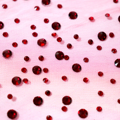 SS10+SS20 Red Rhinestone Tulle Mesh Fabric Custom