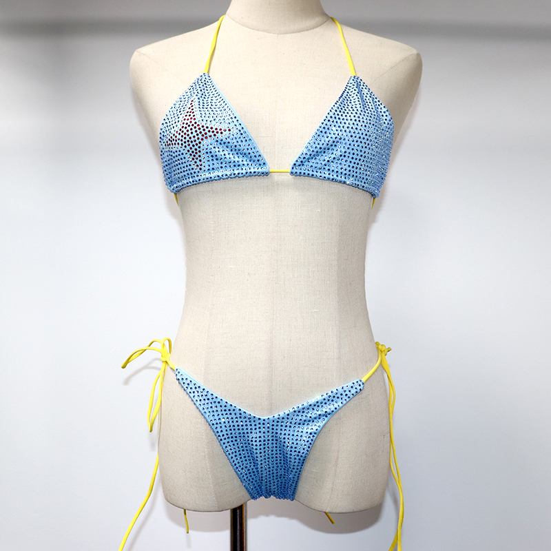 Star Print Sky Blue Crystal Bathing Suit Manufacturer