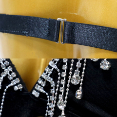 Blink Tassel Fringe Black Crystal Bikini Top Exporter