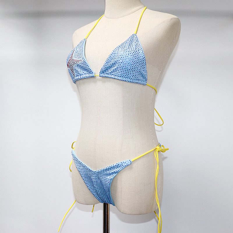 Star Print Sky Blue Crystal Bathing Suit Manufacturer