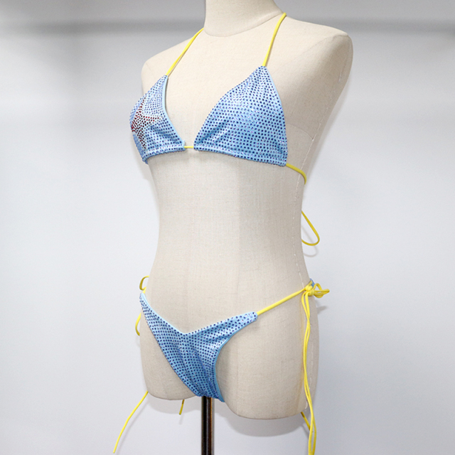 Star Print Sky Blue Crystal Bathing Suit Manufacturer