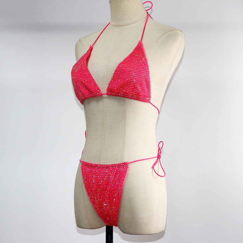 Sparkling Plastic Crystal Mesh Bikini Set Factory