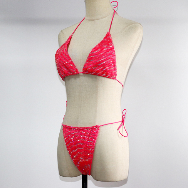 Sparkling Plastic Crystal Mesh Bikini Set Factory