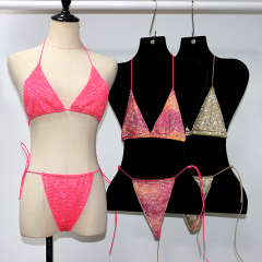 Sparkling Plastic Crystal Mesh Bikini Set Factory
