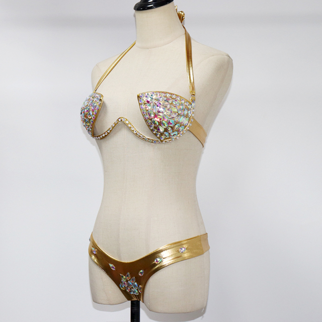 Blink Gold Hand Sewn Rhinestone Bathing Suit Supplier