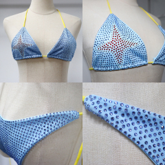 Star Print Sky Blue Crystal Bathing Suit Manufacturer
