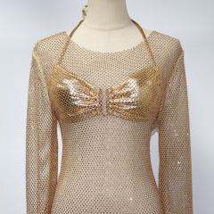 Glitter Silver Metallic Bandeau Bathing Suit Custom