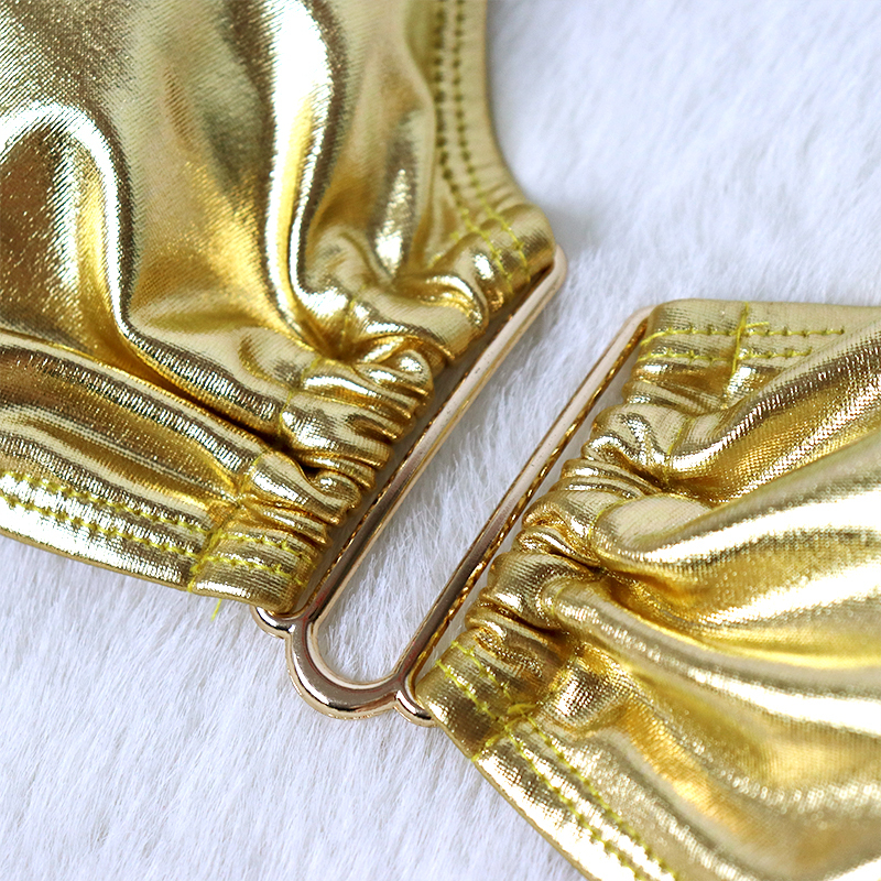 Shiny Gold Metallic Bandeau Bikini Set Supplier
