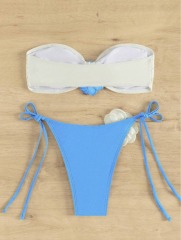 3D Flower Applique White & Blue Two Pieces Bikini Exporter