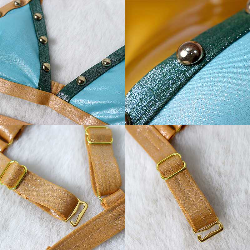 Sky Blue Studded Metallic Bandeau Bathing Suit Factory
