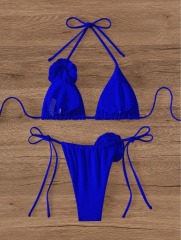 3D Floral Royal Blue Bathing Suit Swimwear Supplier
