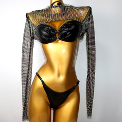 Glitter Black Metallic Bandeau Bikini Set Manufacturer