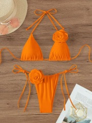 3D Floral Patch Orange Bikini Set Manufacturer