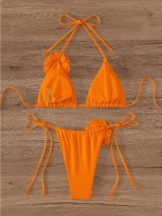 3D Floral Patch Orange Bikini Set Manufacturer