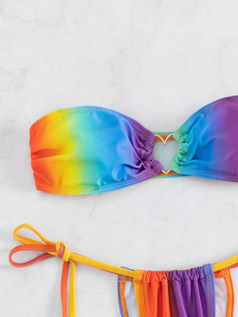 Rainbow Color Bandeau Bathing Suit Manufacturer