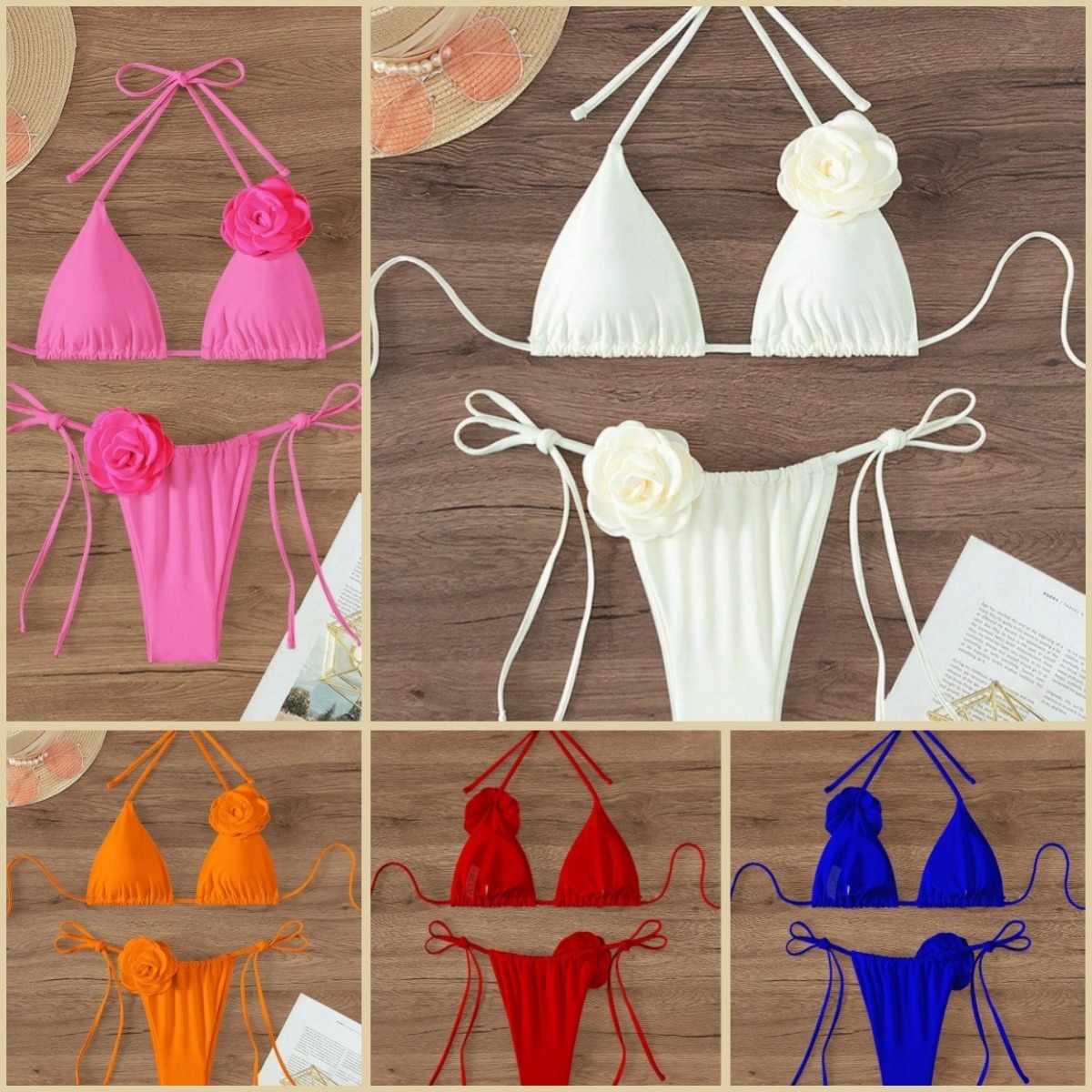 3D Floral Patch Orange Bikini Set Manufacturer