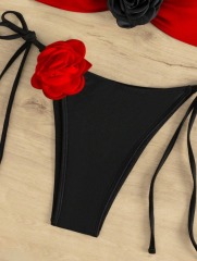 3D Floral Applique Red & Black Two Pieces Bikini Manufacturer