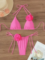 3D Flower Applique Pink Bathing Suit Exporter