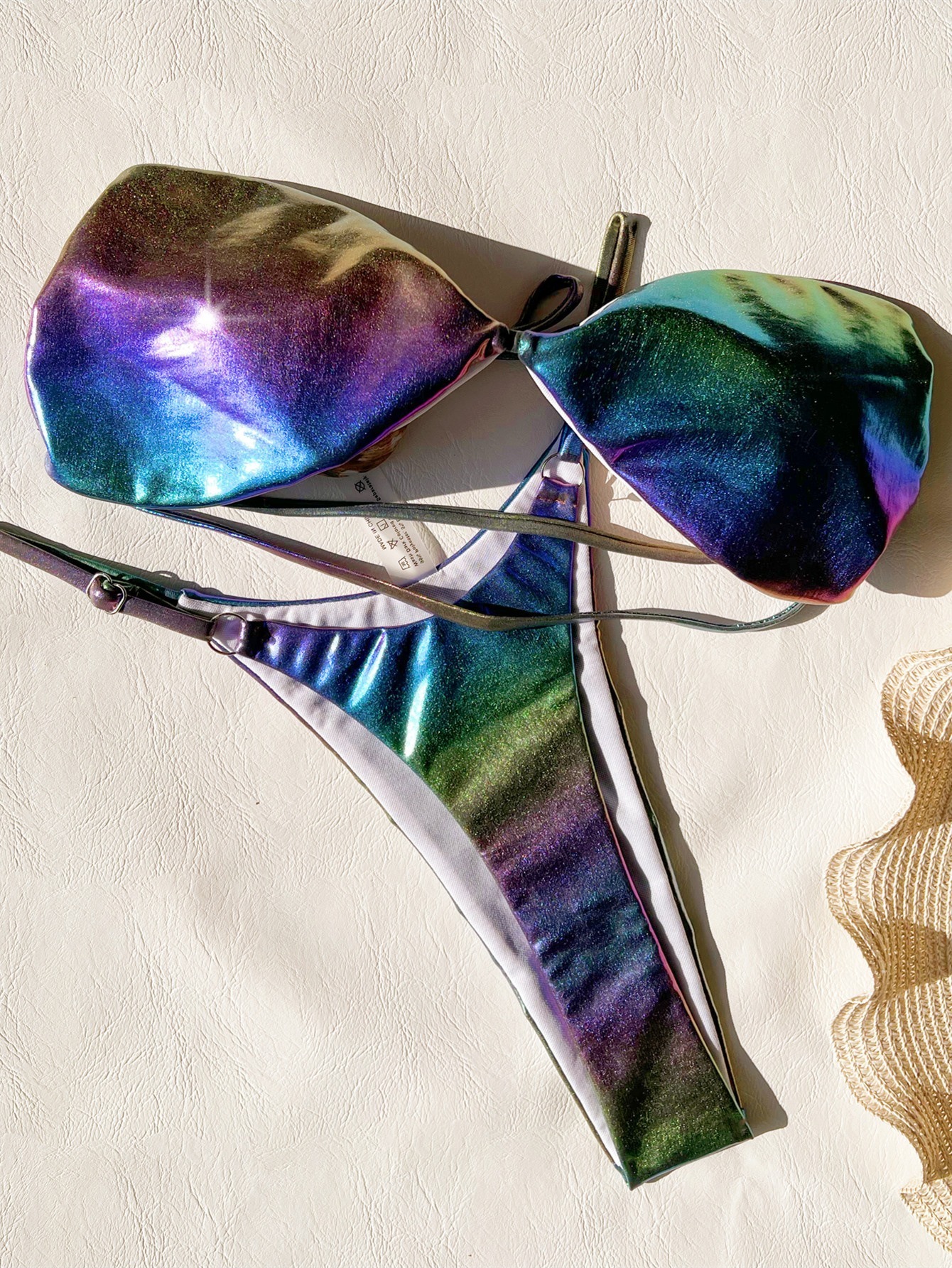 Gradient Color Metallic Bandeau Bathing Suit Supplier