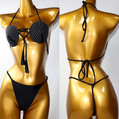 Circle Pattern Black Bathing Suit Manufacturer