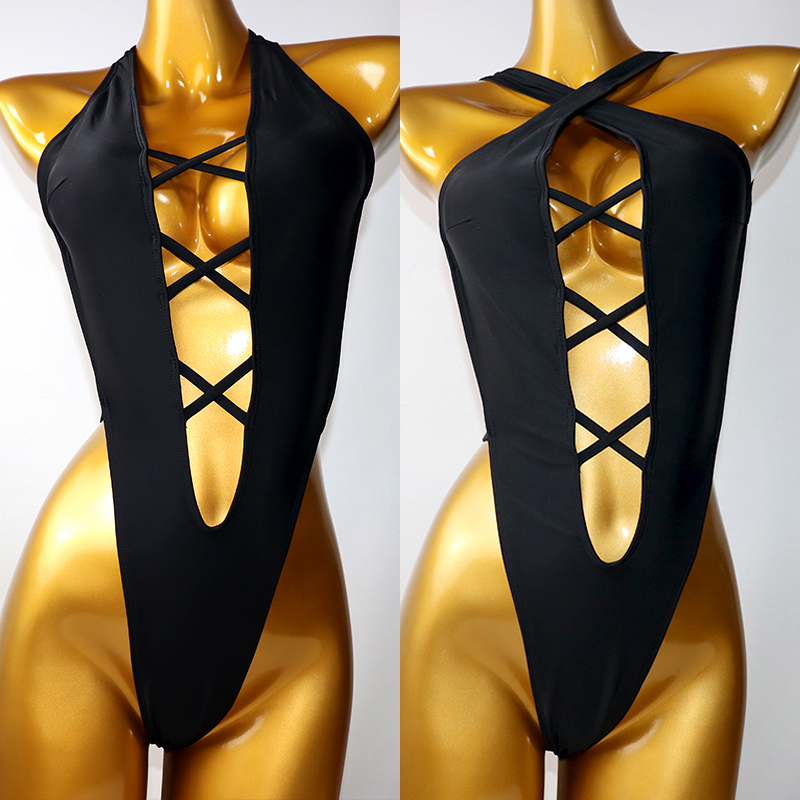 Black Hollow Out Backless Swimsuit Swimwear Custom