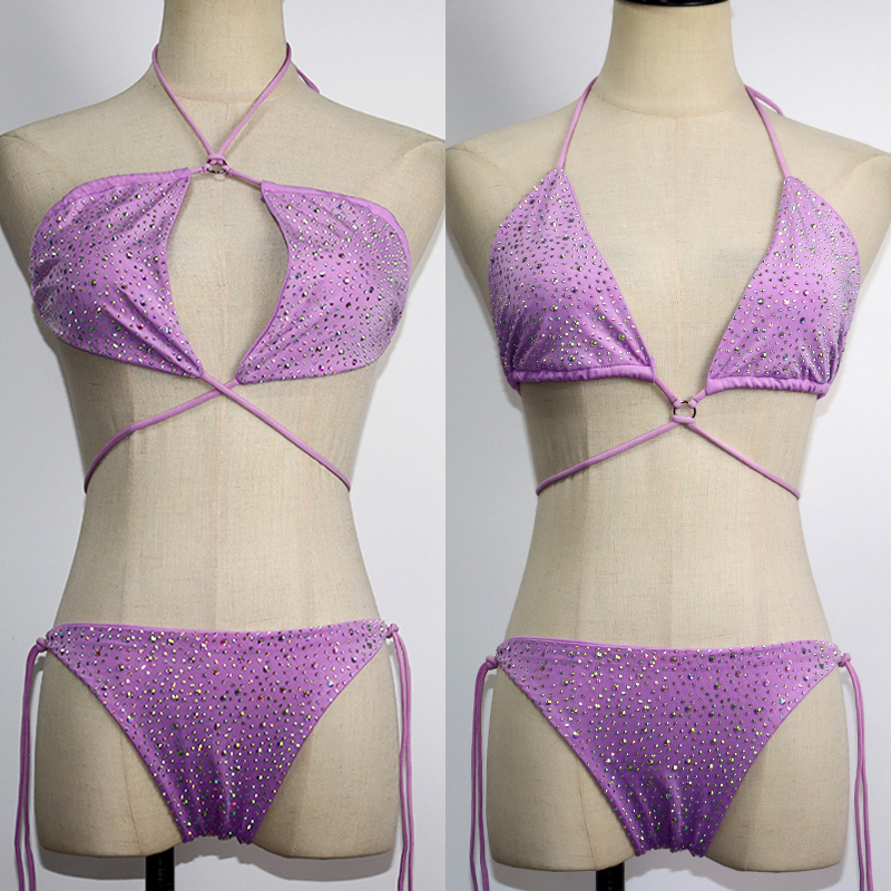 Sparkle Colorful Two Pieces Rhinestone Bikini Factory