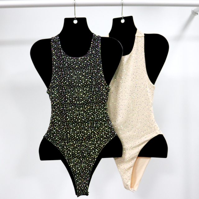 Bedazzled White Beauty Back Rhinestone Bodysuit Custom