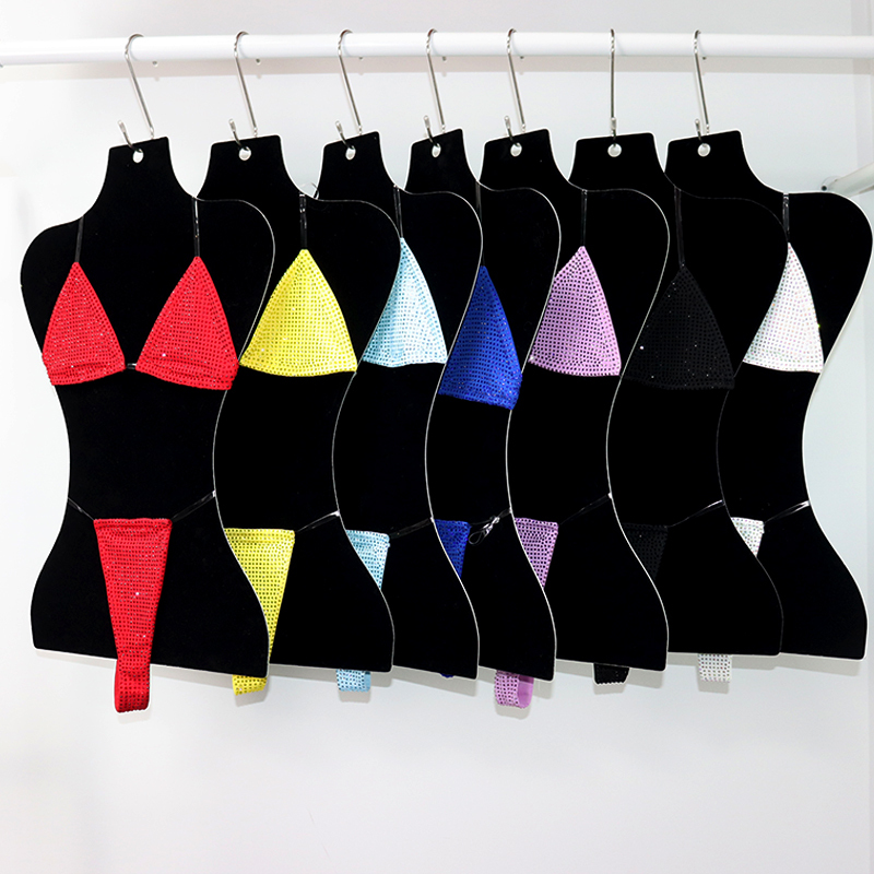 Transparent Strap Design Two Pieces Swimwear with Rhinestone Manufacturer