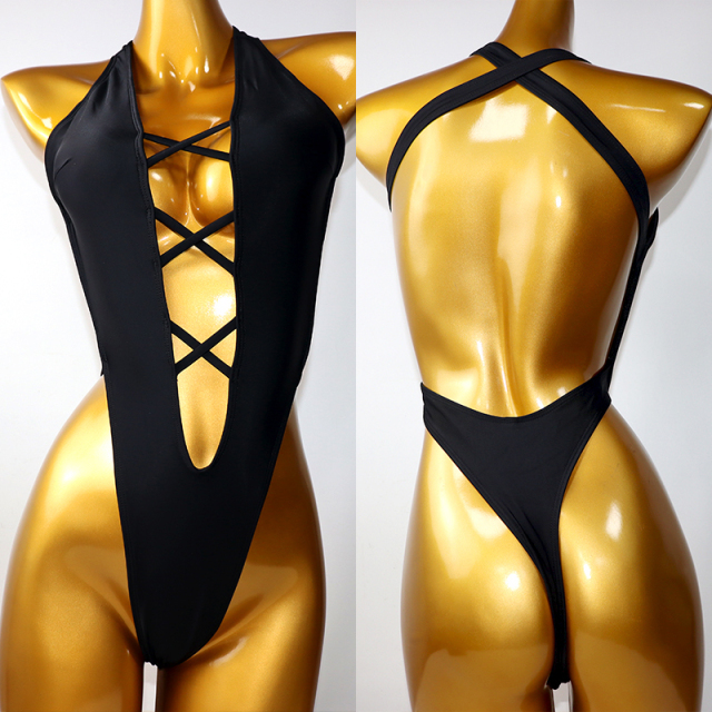Black Hollow Out Beauty Back One Pieces Swimwear Supplier