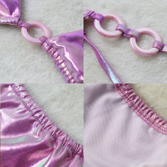 Glitter Pink Metallic Triangle Bikini Set Custom